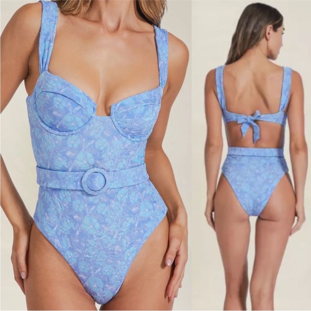 DEVIN WINDSOR TILLIE FULL PIECE swimsuit in blooming blue size Small